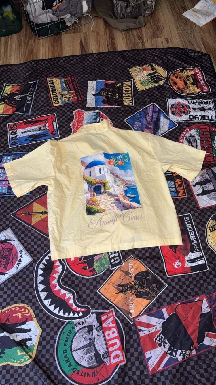 21 Amalfi Coast Graphic Short Sleeve Button Up Shirt